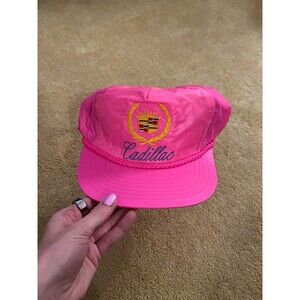 Vintage Cadillac Branded Pink Nylon Snapback  Hat